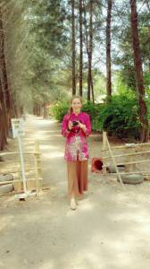 This is at Bangka Botanical Garden this past Friday. I am wearing one of my teaching outfits: a long sleeve batik shirt with a long skirt. I wear something like this Wednesday through Friday.