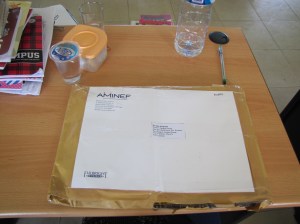 An envelop full of English teaching resources from AMINEF / the U.S. Embassy that arrived for me last month.