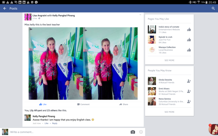 Things like this Facebook post from one of my students earlier today make it all worthwhile. :-)