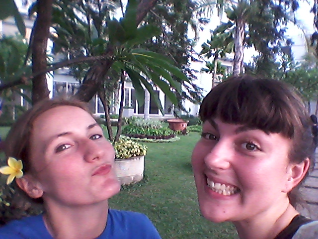 The lovely Miss Rebecca and I enjoying a stroll in the apartment's gardens.