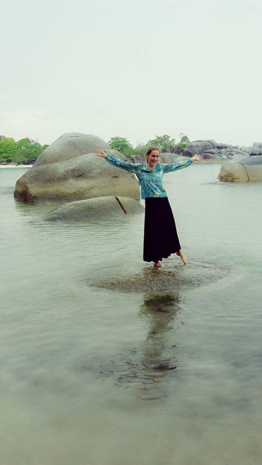 Playing on the rocks.