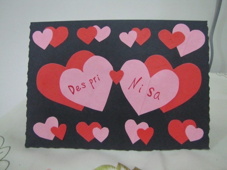 Unsure of what we were expected to bring, I made this card for the happy couple. I had never met them since they are teachers at Caitlin's school, but I didn't want to come empty-handed.