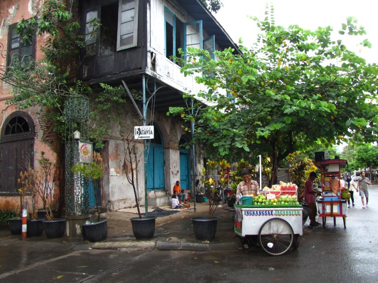 A quiet street corner near Cafe Batavia.