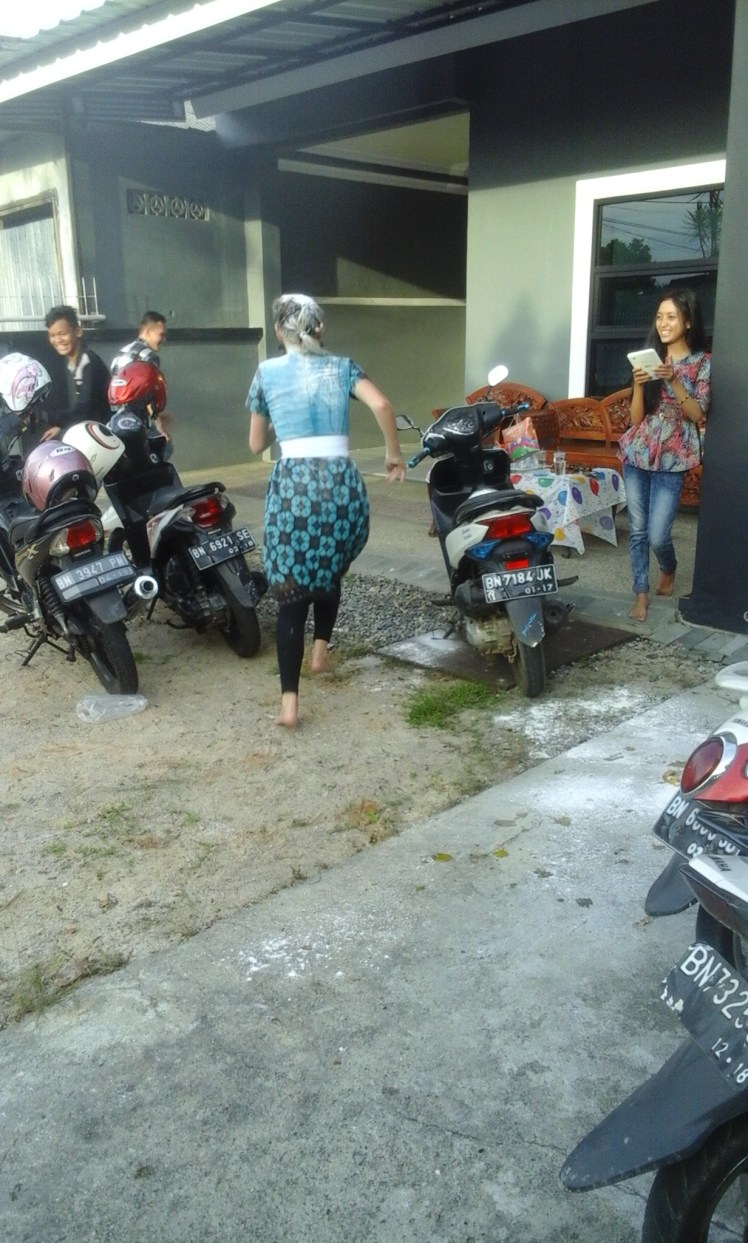 .... Once the eggs and flour found their target, the "Handsome Boys" ran as fast as they could because the Birthday Girl was out to get a revenge hug!