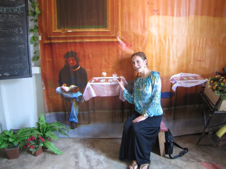 Photo ops abound inside the museum! Here I am with Mr. Hirata sharing a cup of coffee at a cafe.