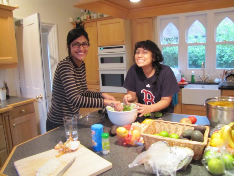 Deeya (left) and Vanesa (right), my friends and superstar roommates in Oxford during autumn 2013. We were prepping for Guac night at our flat, which was a smashing success.