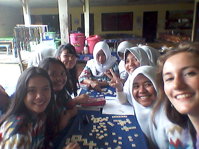 Spending a "free" hour in the canteen playing Bananagrams with one of my best-behaved classes. 