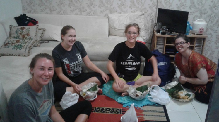 Left to right: Sam, Mackenzie, me, and Sam M. in Grace and Sam M.'s new apartment.